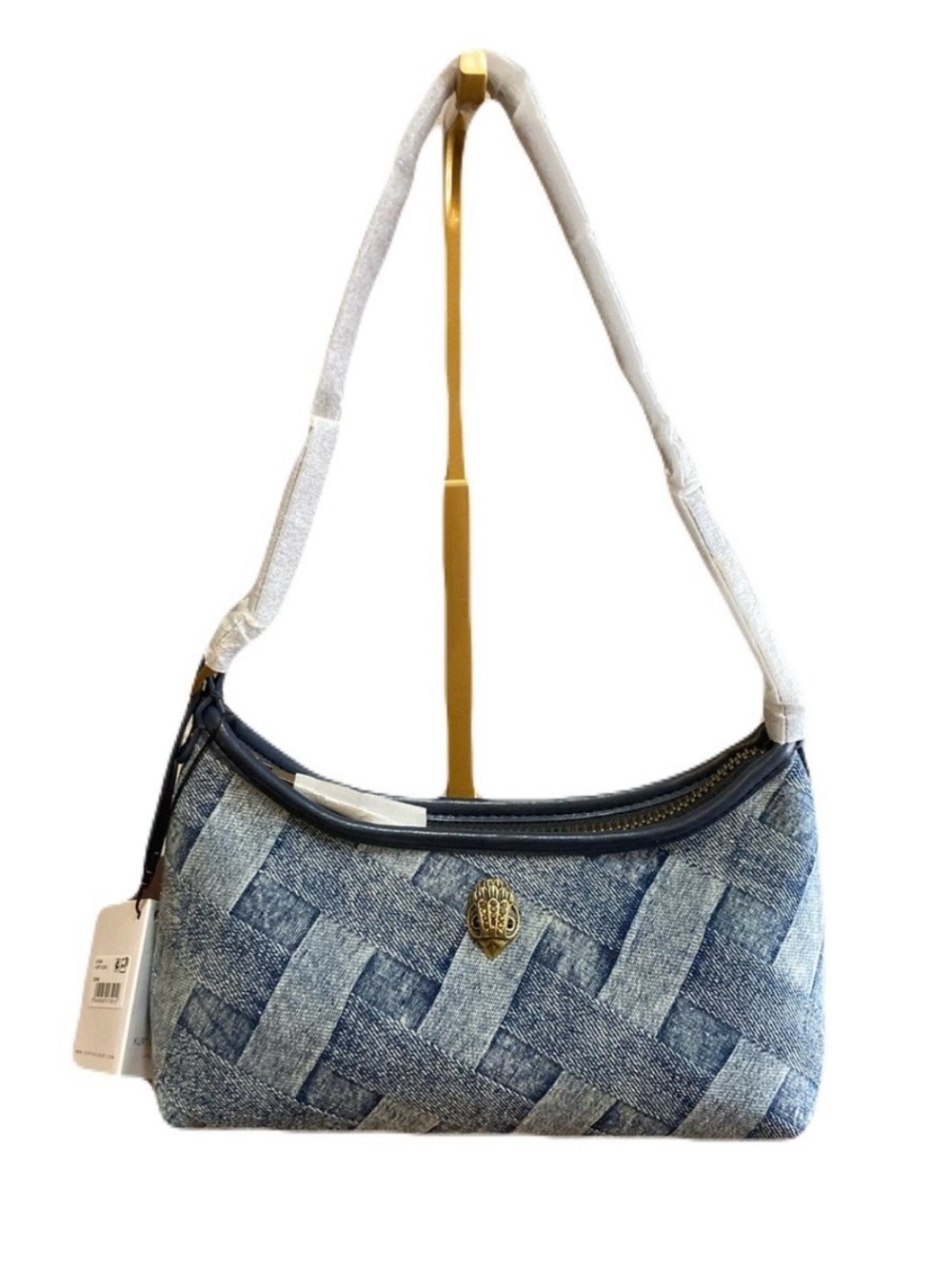 Kurt Geiger Blue Woven Denim Shoulder Bag